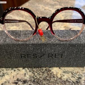 Res/Rei Eyeglasses, Style Geranio, Black Tortoise, Red, Pink